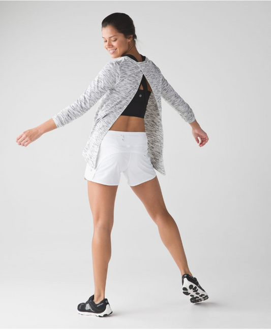 Lululemon Beat The Heat Long Sleeve Tiger Space Dye Black White Sz 10