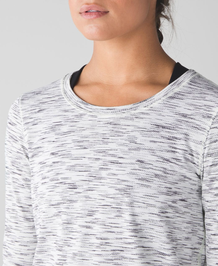Lululemon Beat The Heat Long Sleeve Tiger Space Dye Black White Sz 10