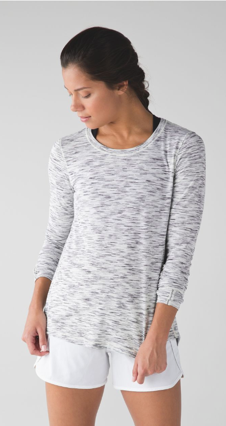 Lululemon Beat The Heat Long Sleeve Tiger Space Dye Black White Sz 10