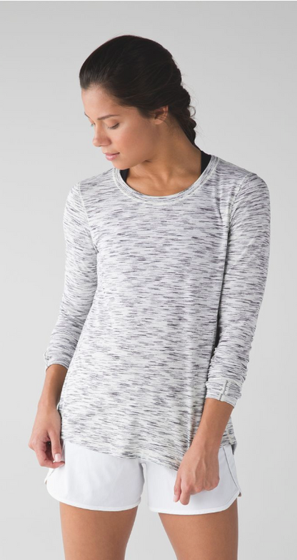 Lululemon Beat The Heat Long Sleeve Tiger Space Dye Black White Sz 10