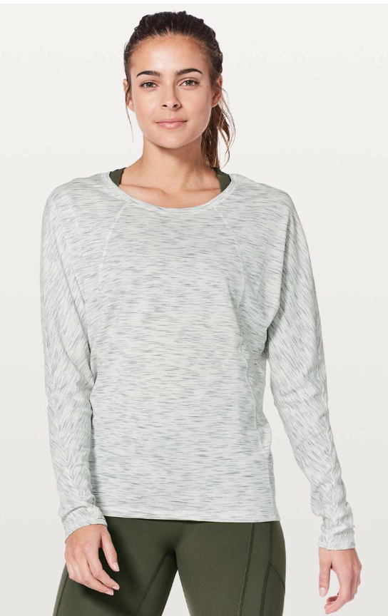 Lululemon Set To Sweat Long Sleeve Tiger Space Dye Hail White Sz 10