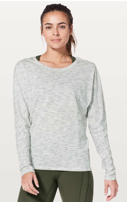 Lululemon Set To Sweat Long Sleeve Tiger Space Dye Hail White Sz 10