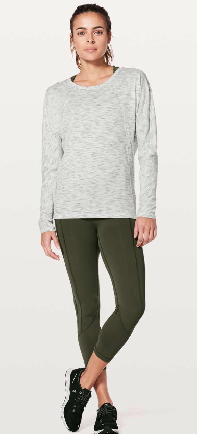 Lululemon Set To Sweat Long Sleeve Tiger Space Dye Hail White Sz 10