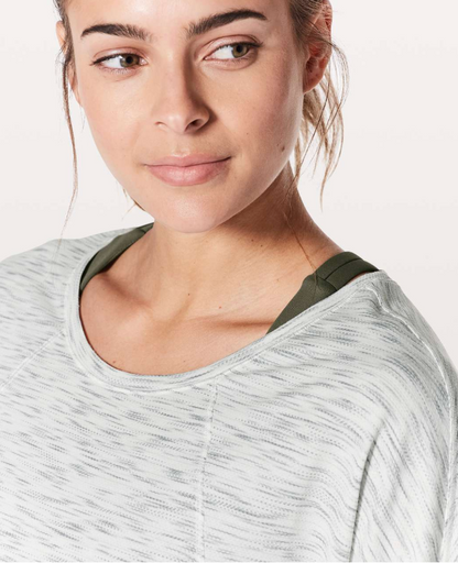 Lululemon Set To Sweat Long Sleeve Tiger Space Dye Hail White Sz 10