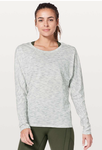 Lululemon Set To Sweat Long Sleeve Tiger Space Dye Hail White Sz 10