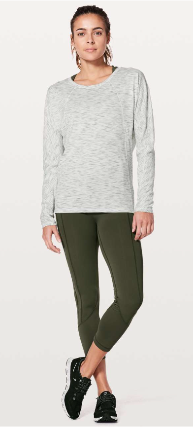 Lululemon Set To Sweat Long Sleeve Tiger Space Dye Hail White Sz 10