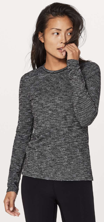 Lululemon Kitsilano Long Sleeve Coco Pique Black White Sz 10 Brand New
