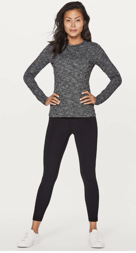 Lululemon Kitsilano Long Sleeve Coco Pique Black White Sz 10 Brand New