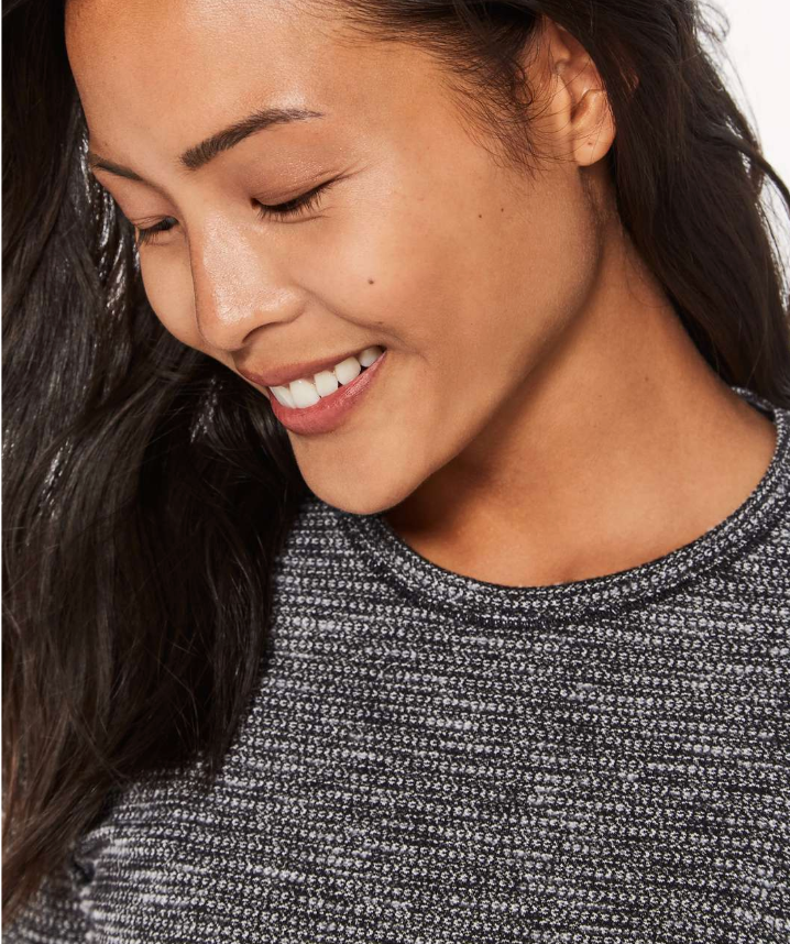 Lululemon Kitsilano Long Sleeve Coco Pique Black White Sz 10 Brand New