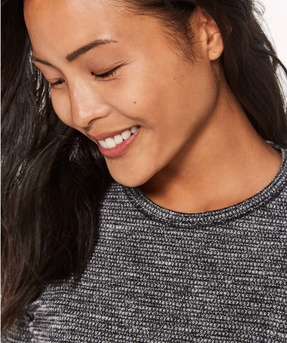 Lululemon Kitsilano Long Sleeve Coco Pique Black White Sz 10 Brand New