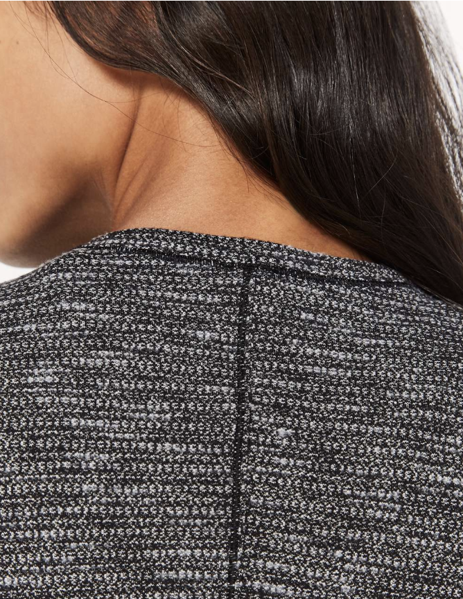 Lululemon Kitsilano Long Sleeve Coco Pique Black White Sz 10 Brand New