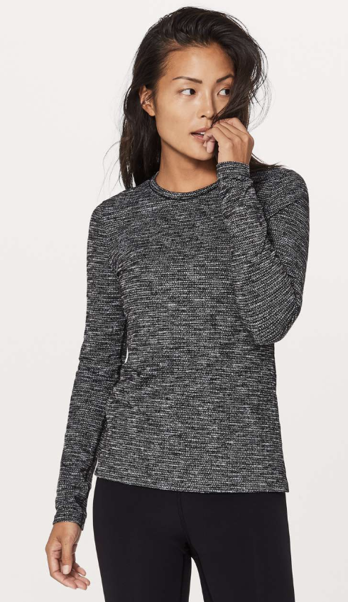 Lululemon Kitsilano Long Sleeve Coco Pique Black White Sz 10 Brand New