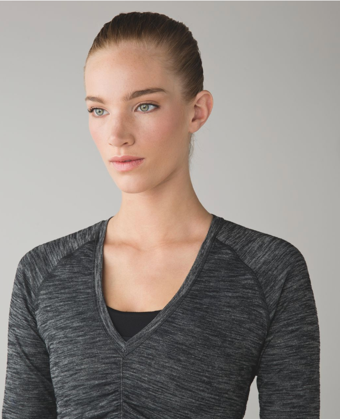 Lululemon Interval Long Sleeve Heathered Black Brand New Sz 10