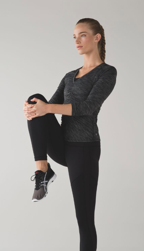 Lululemon Interval Long Sleeve Heathered Black Brand New Sz 10