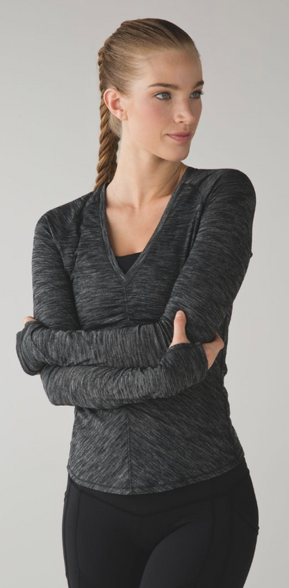 Lululemon Interval Long Sleeve Heathered Black Brand New Sz 10