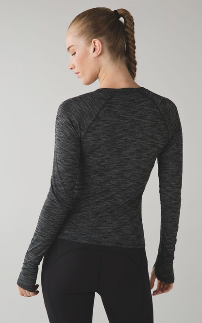 Lululemon Interval Long Sleeve Heathered Black Brand New Sz 10