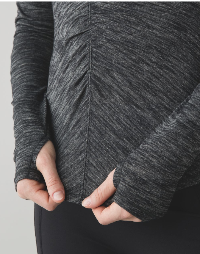 Lululemon Interval Long Sleeve Heathered Black Brand New Sz 10