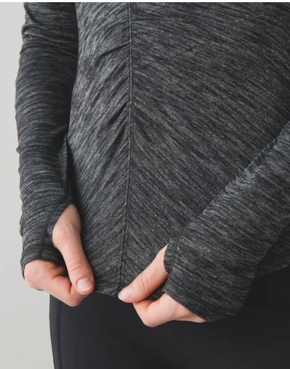 Lululemon Interval Long Sleeve Heathered Black Brand New Sz 10