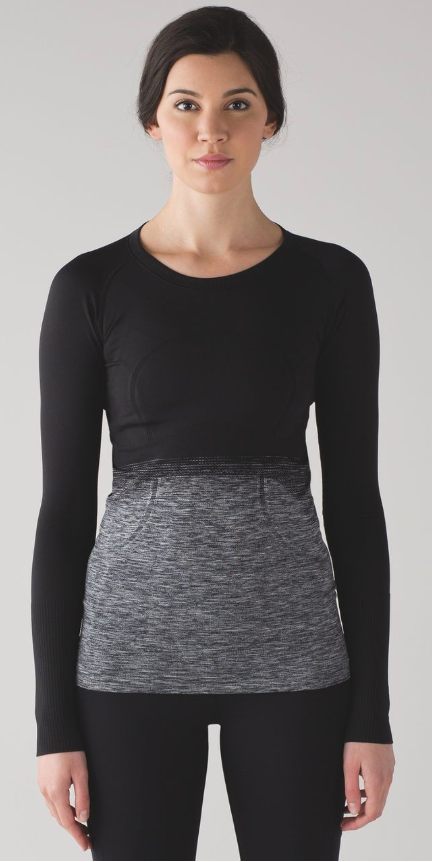 Lululemon Swiftly Tech Long Sleeve Crew White/Black Sz 10 Brand New