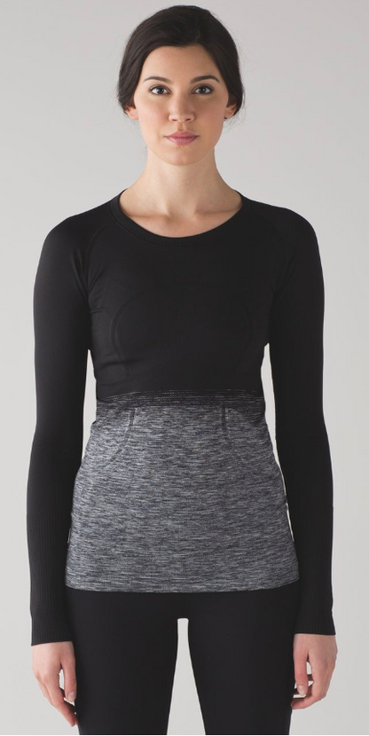 Lululemon Swiftly Tech Long Sleeve Crew White/Black Sz 10 Brand New