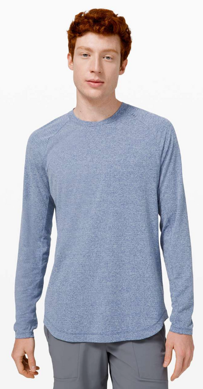 Lululemon Men's Drysense Long Sleeve Heathered Regatta Blue Sz L Brand New