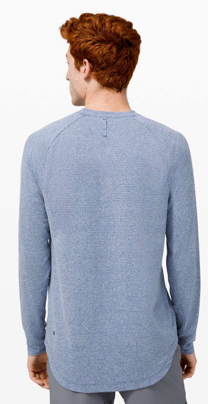 Lululemon Men's Drysense Long Sleeve Heathered Regatta Blue Sz L Brand New