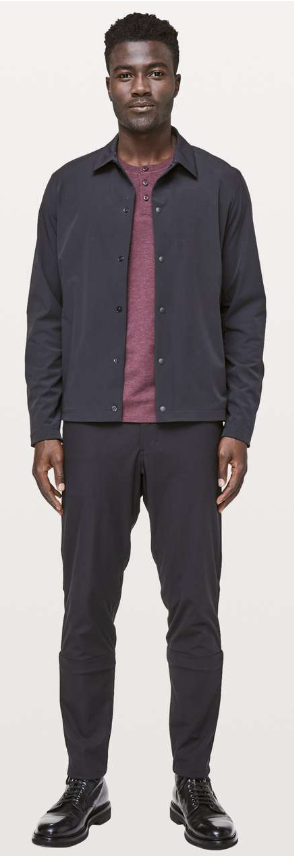 Lululemon Men's 5 Year Basic Long Sleeve Henley Heathered Black Plum Sz Large Brand New
