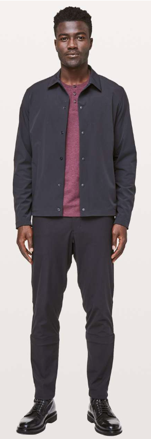 Lululemon Men's 5 Year Basic Long Sleeve Henley Heathered Black Plum Sz Large Brand New