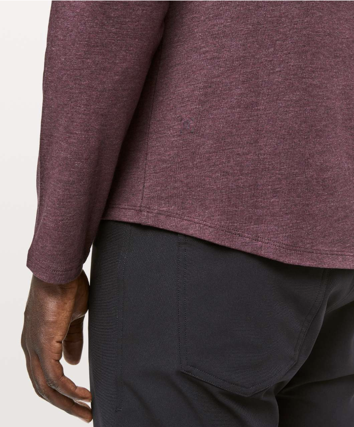 Lululemon Men's 5 Year Basic Long Sleeve Henley Heathered Black Plum Sz Large Brand New