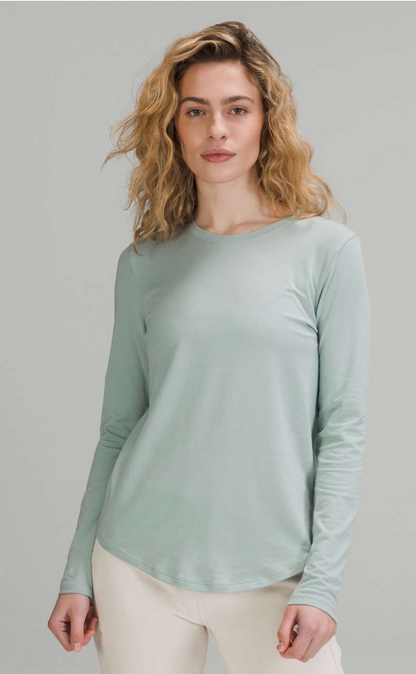 Lululemon Love Long Sleeve Shirt Silver Blue Sz 18