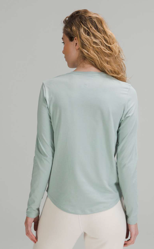 Lululemon Love Long Sleeve Shirt Silver Blue Sz 18