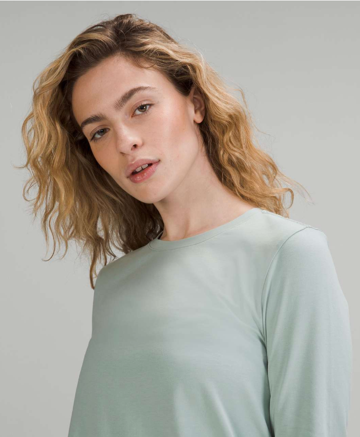 Lululemon Love Long Sleeve Shirt Silver Blue Sz 18