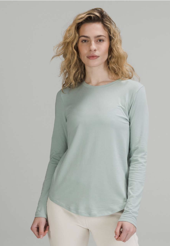 Lululemon Love Long Sleeve Shirt Silver Blue Sz 18