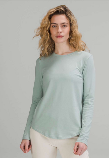 Lululemon Love Long Sleeve Shirt Silver Blue Sz 18