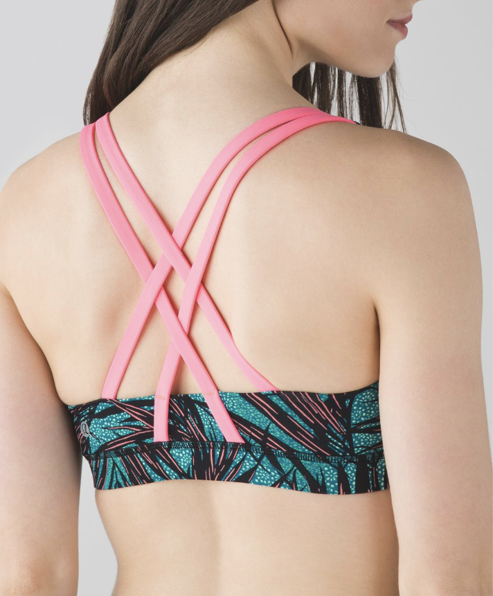 Lululemon Energy Bra Mini Palm Lace Tofino Teal Multi/Flash Light Size 6