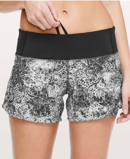 Lululemon Run Times Short II 4" Inseam Serigraph Alpine White Black Multi/Black Sz 10 Brand New