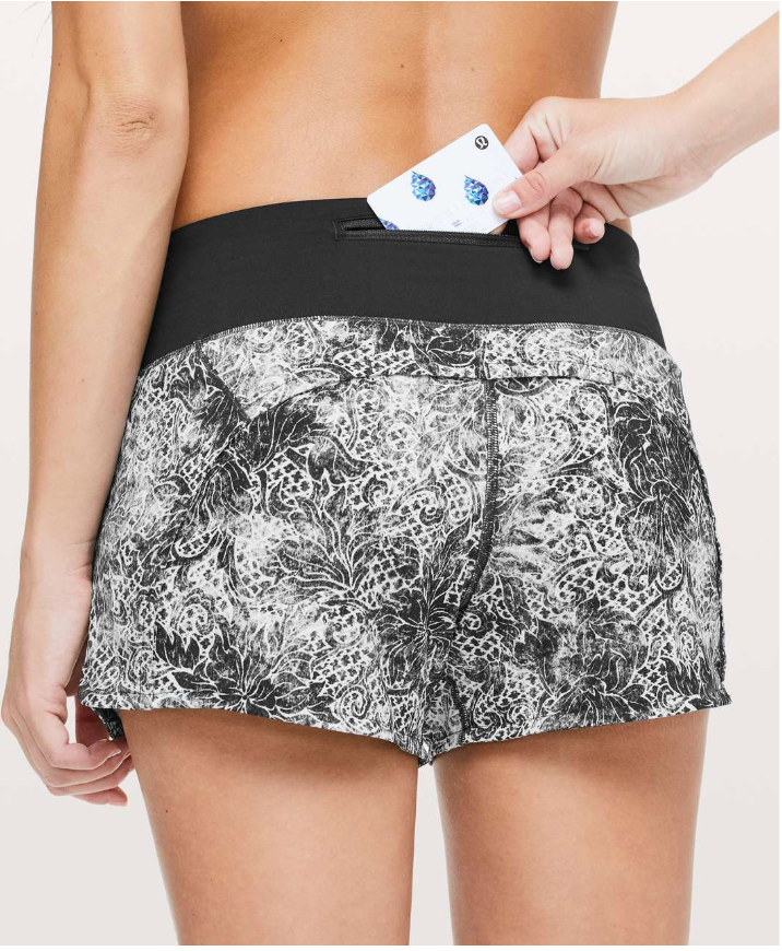 Lululemon Run Times Short II 4" Inseam Serigraph Alpine White Black Multi/Black Sz 10 Brand New