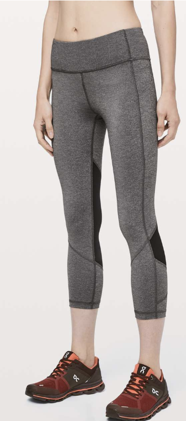 Lululemon Pace Rival Crop 22" Inseam Heathered Black/Black Sz 6 Brand New