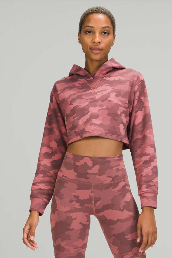 Lululemon All Yours Cropped Hoodie Heritage 365 Camo Brier Rose Multi Sz 14