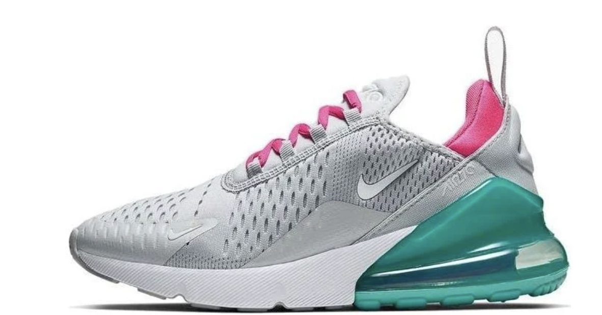 Nike Air Max 270 Pure Platinum/Pink Blast/Aurora/White aka South Beach Women's Size 6.5 Youth Size 5.0