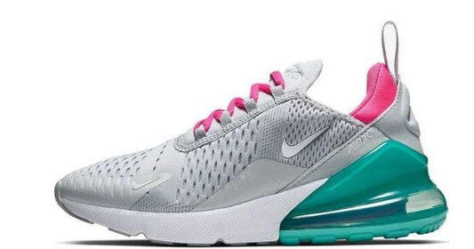 Nike Air Max 270 Pure Platinum/Pink Blast/Aurora/White aka South Beach Women's Size 6.5 Youth Size 5.0