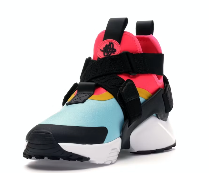 Nike Air Huarache City Athletic Shoe Women's Size 6.5/5.0 Youth  Bleached Aqua/Black/Racer Pink/Vivid Sulfur Brand New