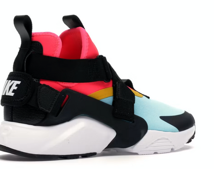 Nike Air Huarache City Athletic Shoe Women's Size 6.5/5.0 Youth  Bleached Aqua/Black/Racer Pink/Vivid Sulfur Brand New