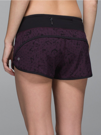 Lululemon Speed Short Run 4-way Stretch 2.5" Inseam Star Crushed Black Cherry Black/Black Sz 8