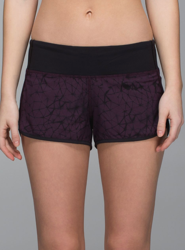 Lululemon Speed Short Run 4-way Stretch 2.5" Inseam Star Crushed Black Cherry Black/Black Sz 8