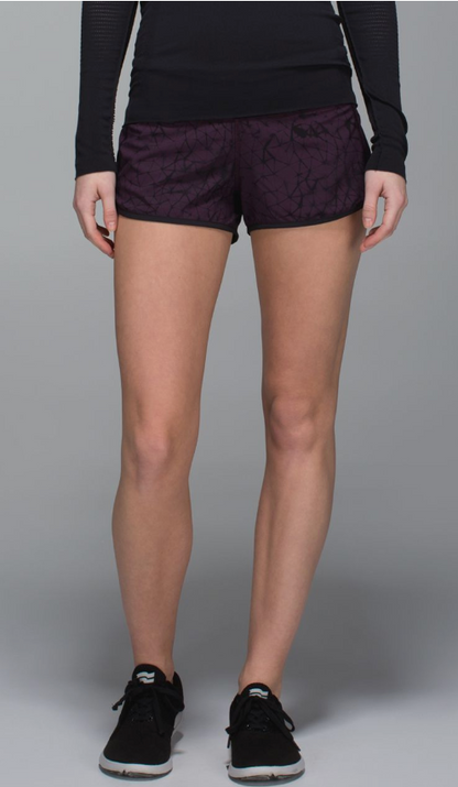 Lululemon Speed Short Run 4-way Stretch 2.5" Inseam Star Crushed Black Cherry Black/Black Sz 8