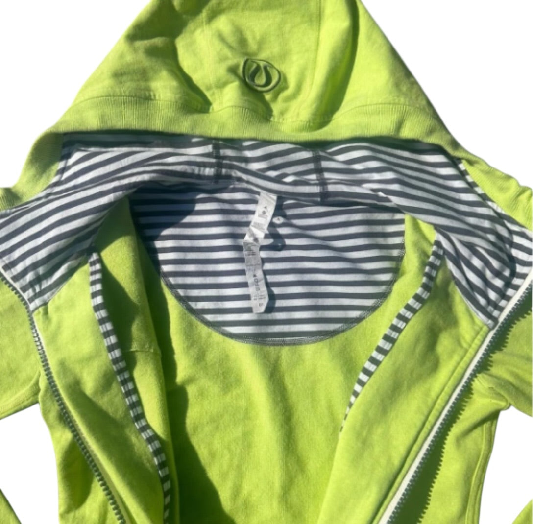 Lululemon Special Edition RARE Nice Asana Full Zip Hoodie Heathered Wasabi Sz 4