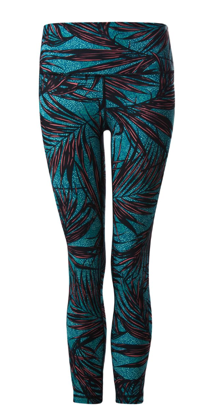 Lululemon High Times Pant HR Leggings 7/8 24" Inseam Palm Lace Tofino Teal Tropical Print Sz 2