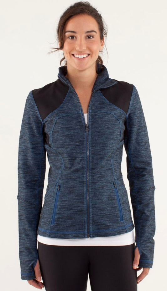 Lululemon Forme Jacket Reversible Slub Denim Limitless Blue / Black Jacket Sz 12