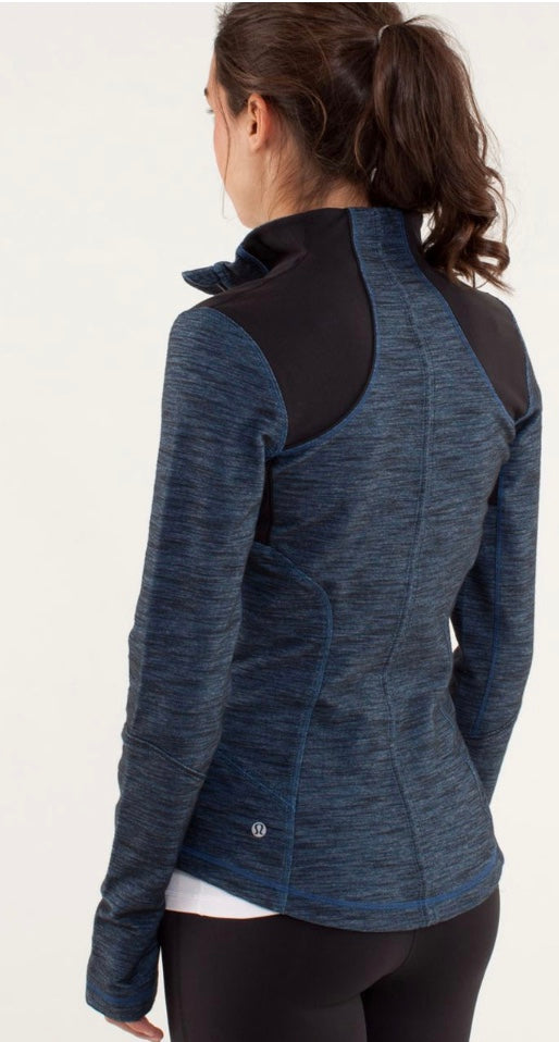Lululemon Forme Jacket Reversible Slub Denim Limitless Blue / Black Jacket Sz 12